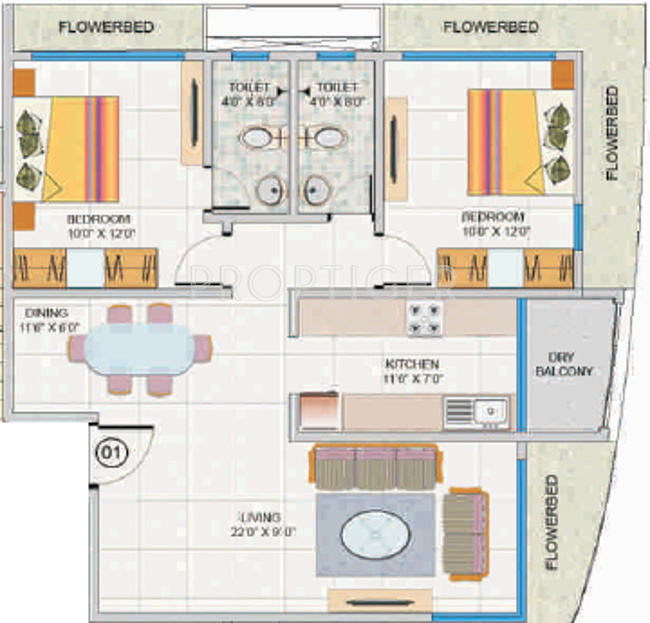 Floor Plan (2BHK+2T) Matoshree Group Vasant Kunj Floor Plan (2BHK+2T)
