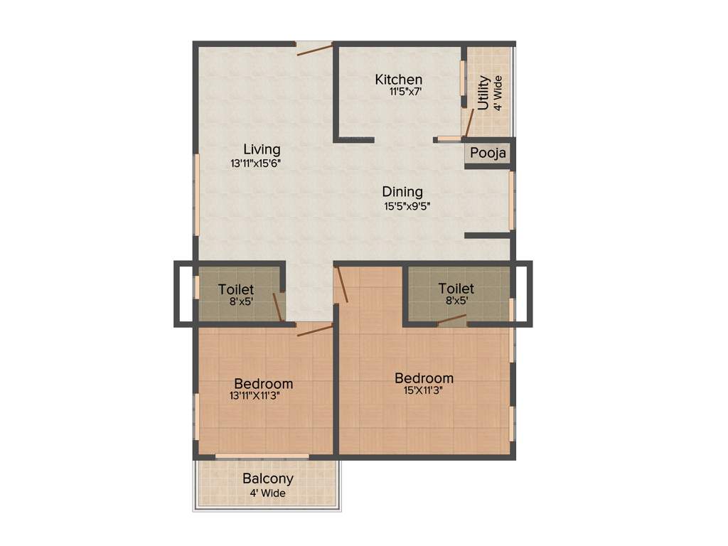 Green Fort View (2BHK+2T (1,315 sq ft) 1315 sq ft)