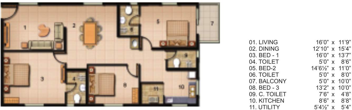 Jain Carlton Creek (3BHK+3T (1,800 sq ft) 1800 sq ft)