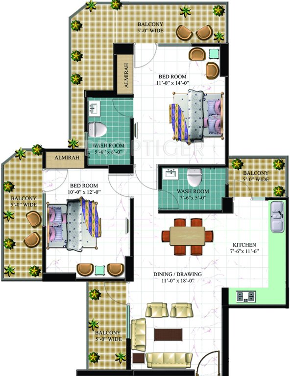 Arocon Golf Ville (2BHK+2T (1,350 sq ft) 1350 sq ft)
