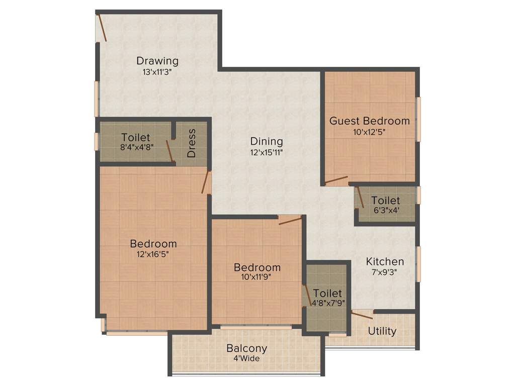 Srisairam Towers (3BHK+2T (1,550 sq ft) 1550 sq ft)