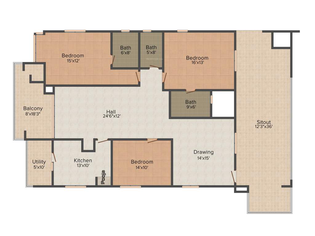 Srisairam Towers (3BHK+3T (2,570 sq ft)   Pooja Room 2570 sq ft)