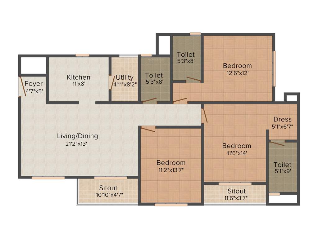 Goyal Orchid Lakeview (3BHK+3T (1,830 sq ft) 1830 sq ft)
