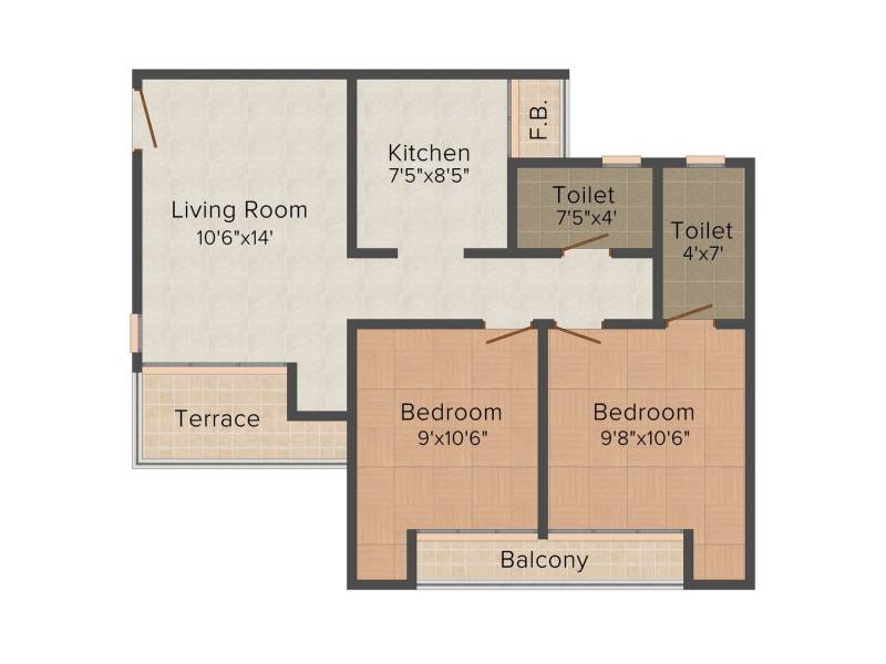 Marvels Kshipra Residency (2BHK+2T (832 sq ft) 832 sq ft)