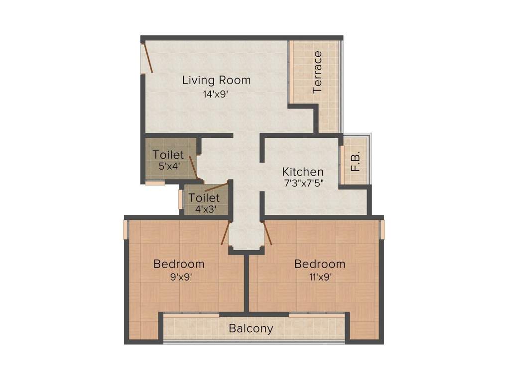 Marvels Kshipra Residency (2BHK+2T (864 sq ft) 864 sq ft)