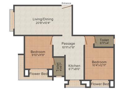Vardhman Crystal (2BHK+2T (1,020 sq ft) 1020 sq ft)