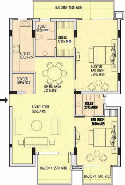 JMD The Park Way (2BHK+2T (1,744 sq ft) 1744 sq ft)