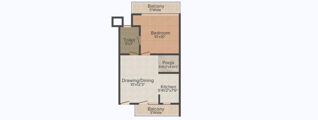 Renowned Park Lotus (1BHK+1T (640 sq ft) 640 sq ft)