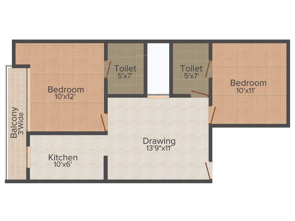 Renowned Park Lotus (2BHK+2T (960 sq ft) 960 sq ft)