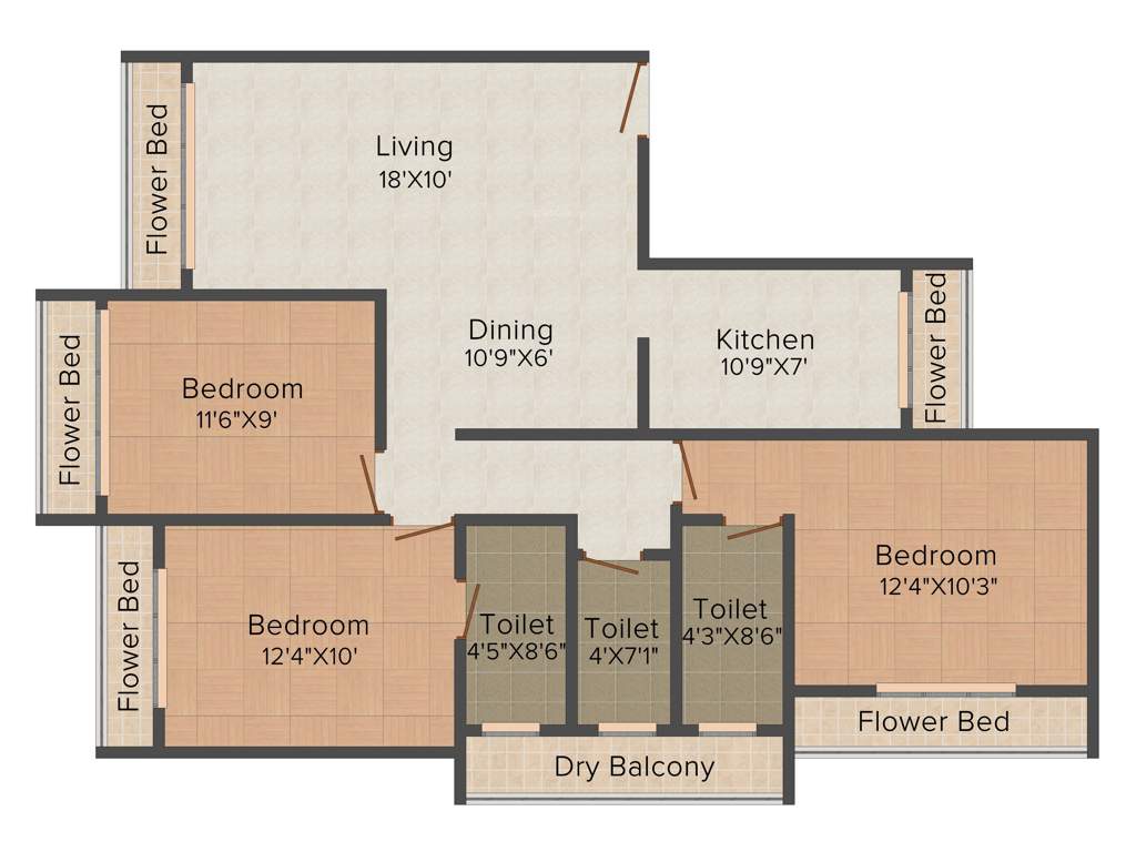 Victory Landmark (3BHK+3T (1,551 sq ft) 1551 sq ft)