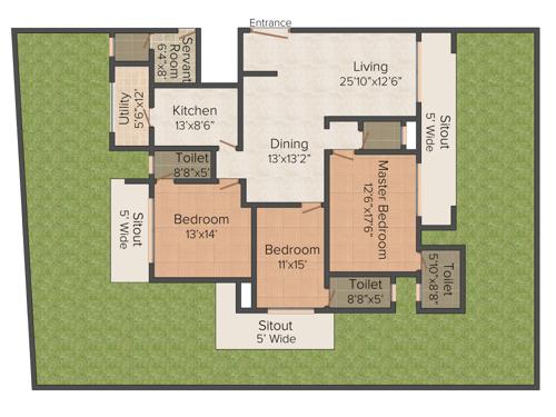 Elegant Solitaire (3BHK+3T (2,290 sq ft) 2290 sq ft)