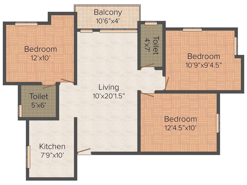 AP Achalendra (3BHK+3T (1,100 sq ft) 1100 sq ft)