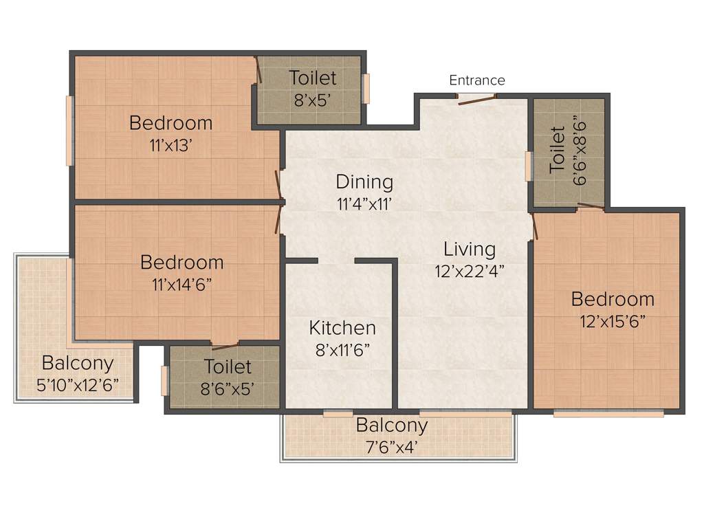 Elegant Habitat (3BHK+3T (1,631 sq ft) 1631 sq ft)