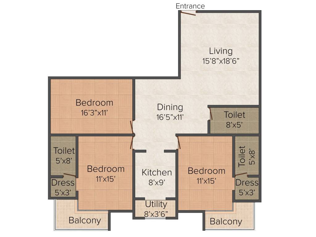 Elegant Elegance (3BHK+3T (1,250 sq ft) 1250 sq ft)