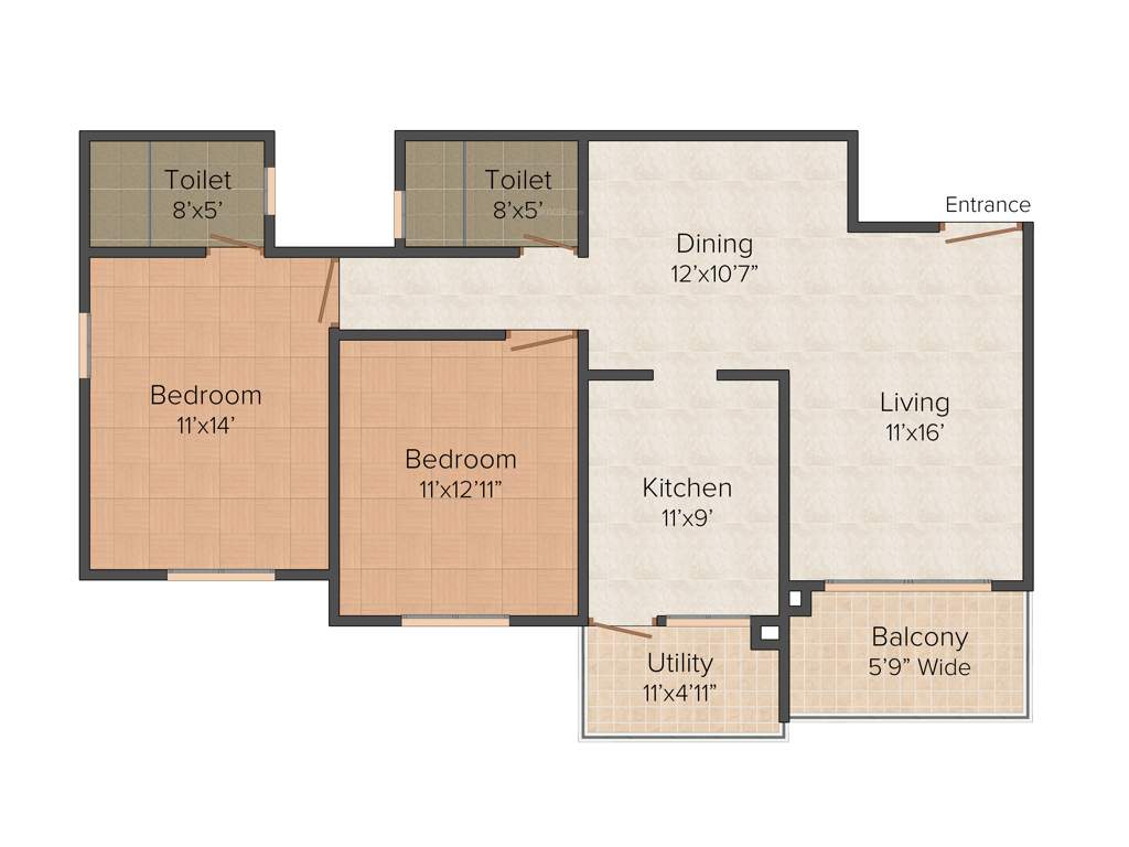Elegant Bliss (2BHK+2T (1,180 sq ft) 1180 sq ft)