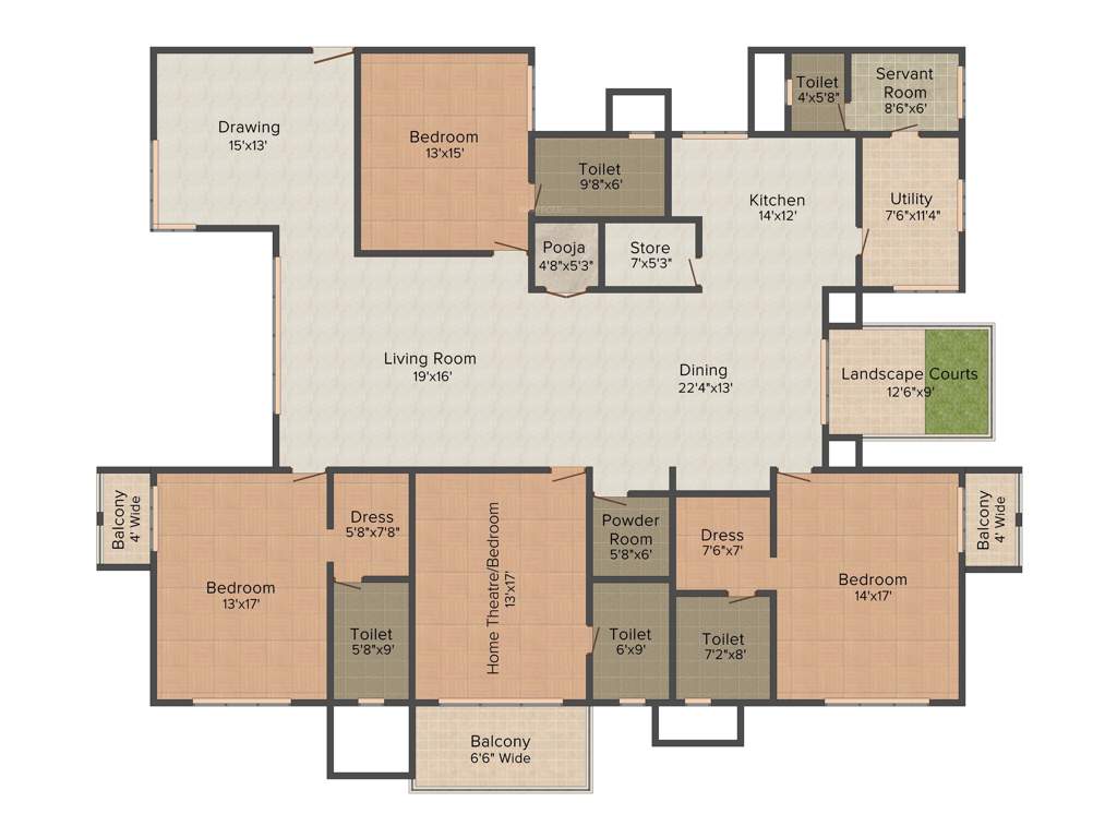 Aparna Sarovar Grande (4BHK+4T (3,675 sq ft) 3675 sq ft)