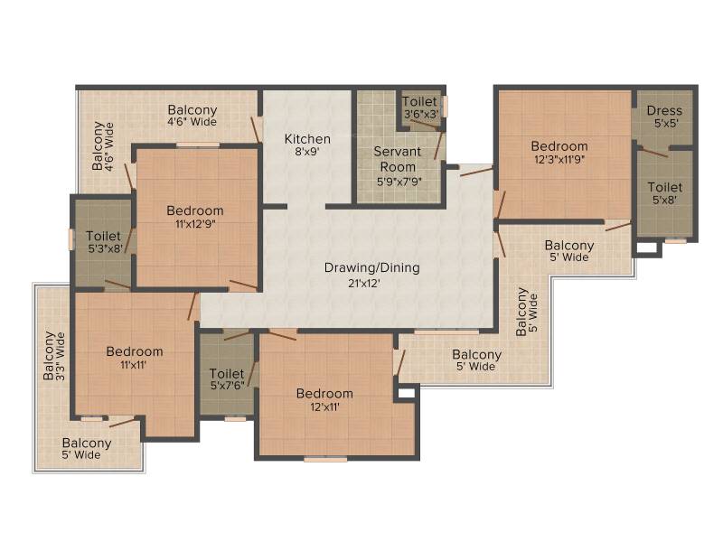 SG Impression Plus (4BHK+3T (2,075 sq ft)   Servant Room 2075 sq ft)