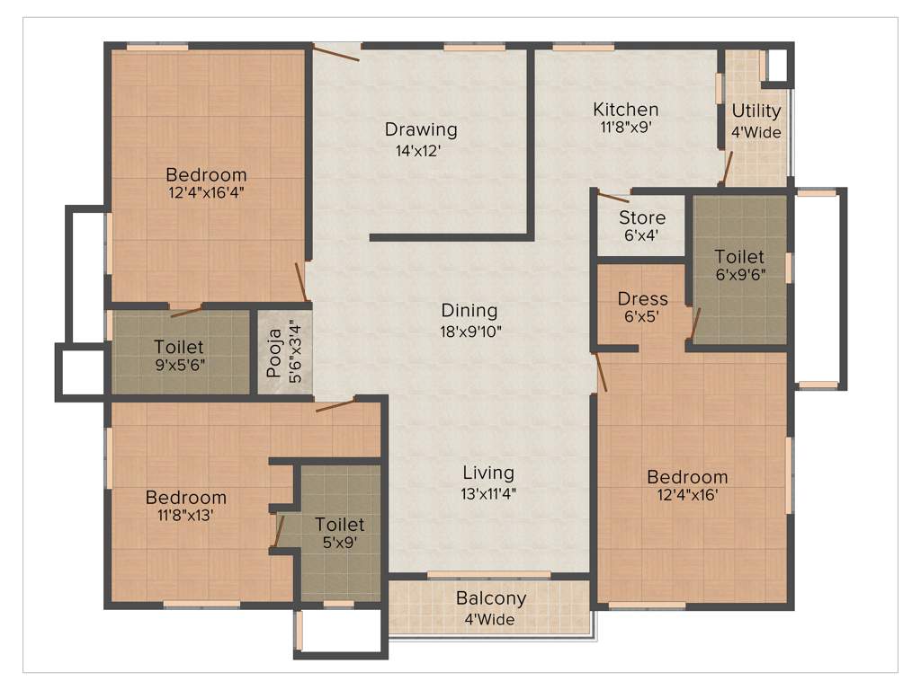 Aparna Aura (3BHK+3T (2,212 sq ft)   Pooja Room 2212 sq ft)