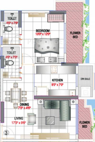 Sabari Shivam Floor Plan (1BHK+2T)
