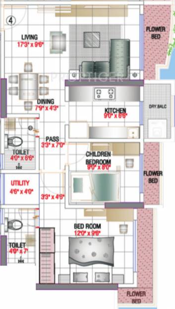 Sabari Shivam Floor Plan (2BHK+2T)