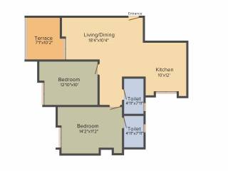 Alcon Renaissant (2BHK+2T (1,150 sq ft) 1150 sq ft)