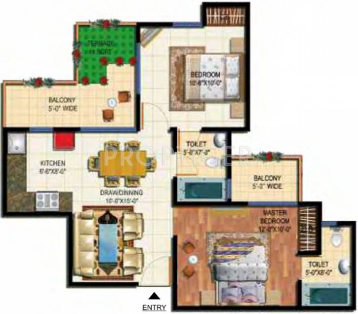 Amrapali O2 Valley (2BHK+2T (885 sq ft) 885 sq ft)