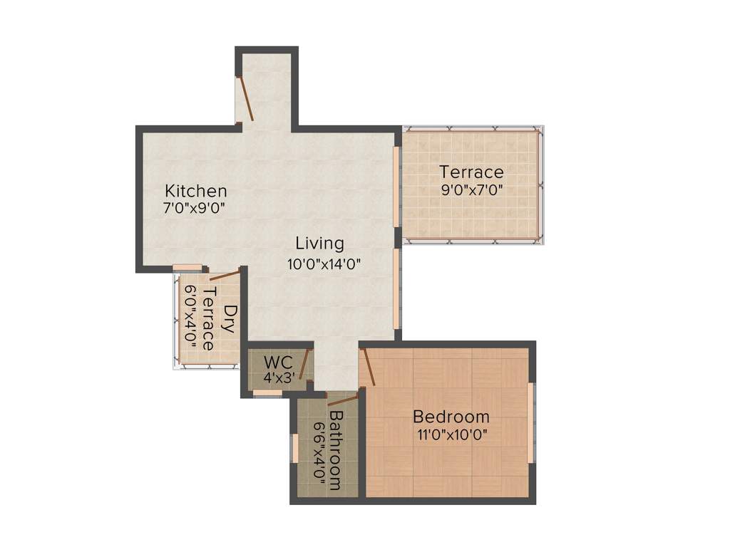 BramhaCorp Waterbay (1BHK+1T (597 sq ft) 597 sq ft)