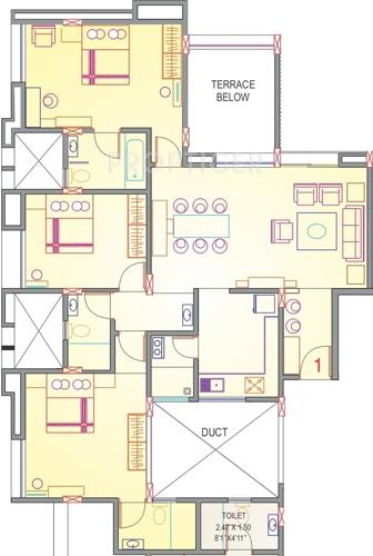 DSK Hariyali (3BHK+3T (1,220 sq ft) 1220 sq ft)