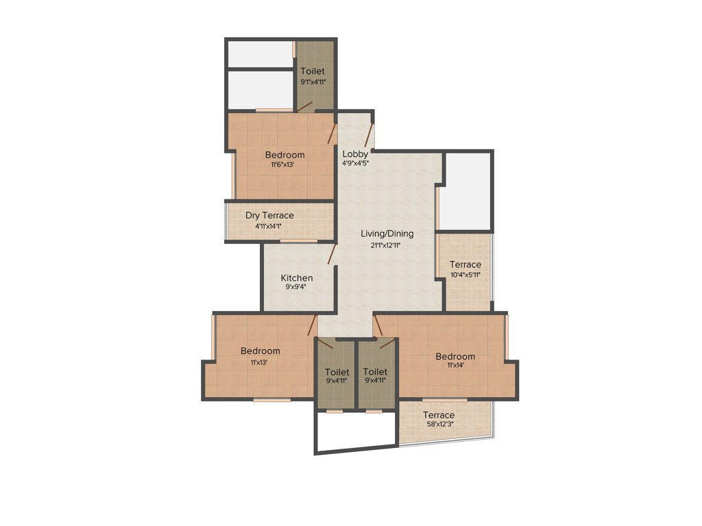 BramhaCorp Vantage D (3BHK+3T (1,616 sq ft) 1616 sq ft)