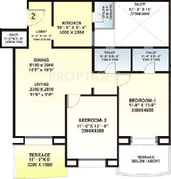 Kool Homes Green Valley (2BHK+2T (1,090 sq ft) 1090 sq ft)