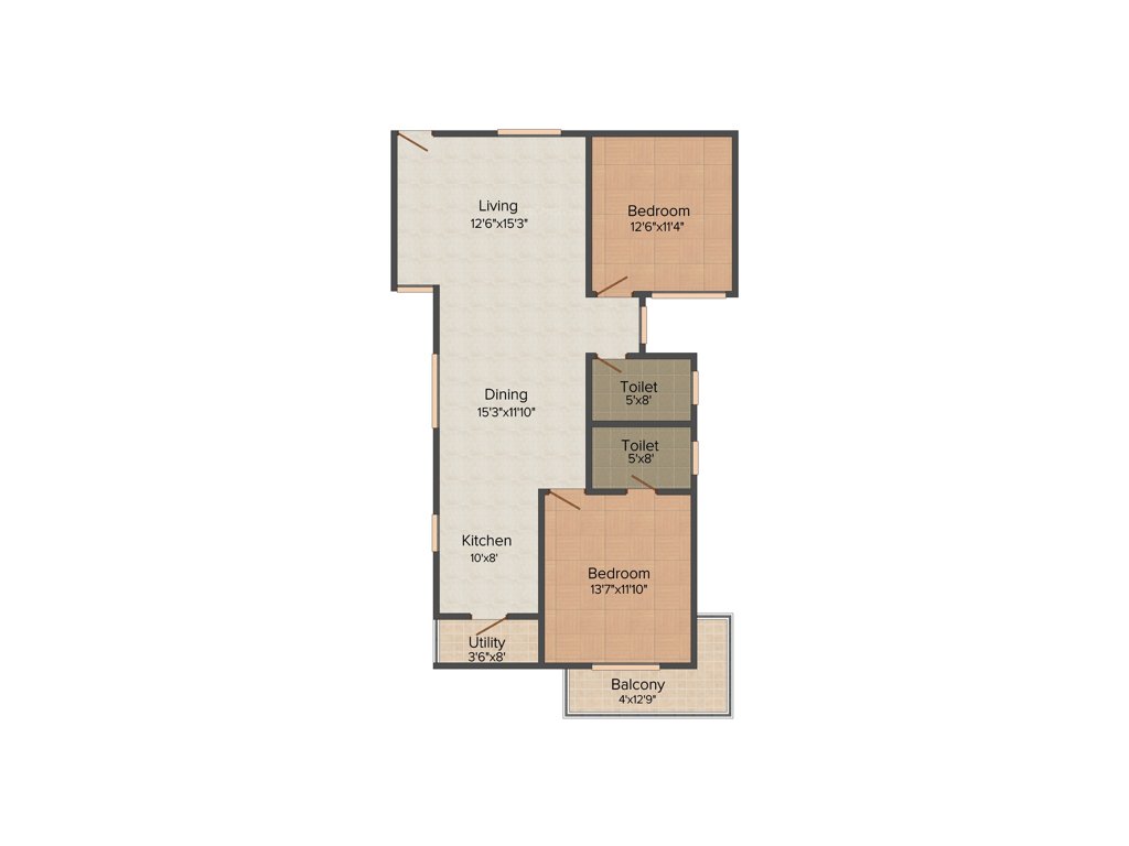 DS Needs 3 (2BHK+2T (1,290 sq ft) 1290 sq ft)