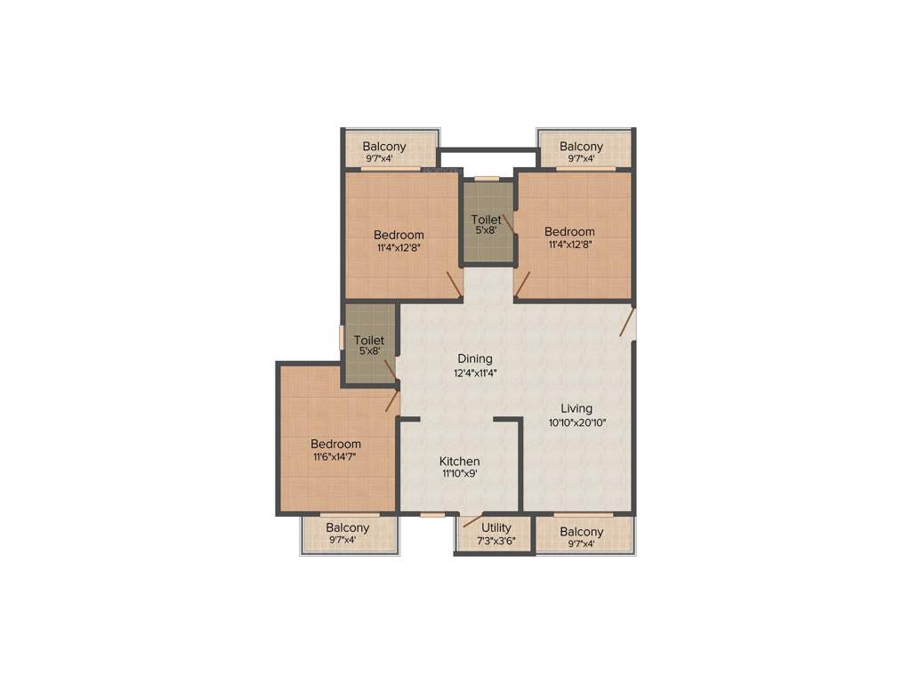 DS Needs 3 (3BHK+3T (1,650 sq ft) 1650 sq ft)