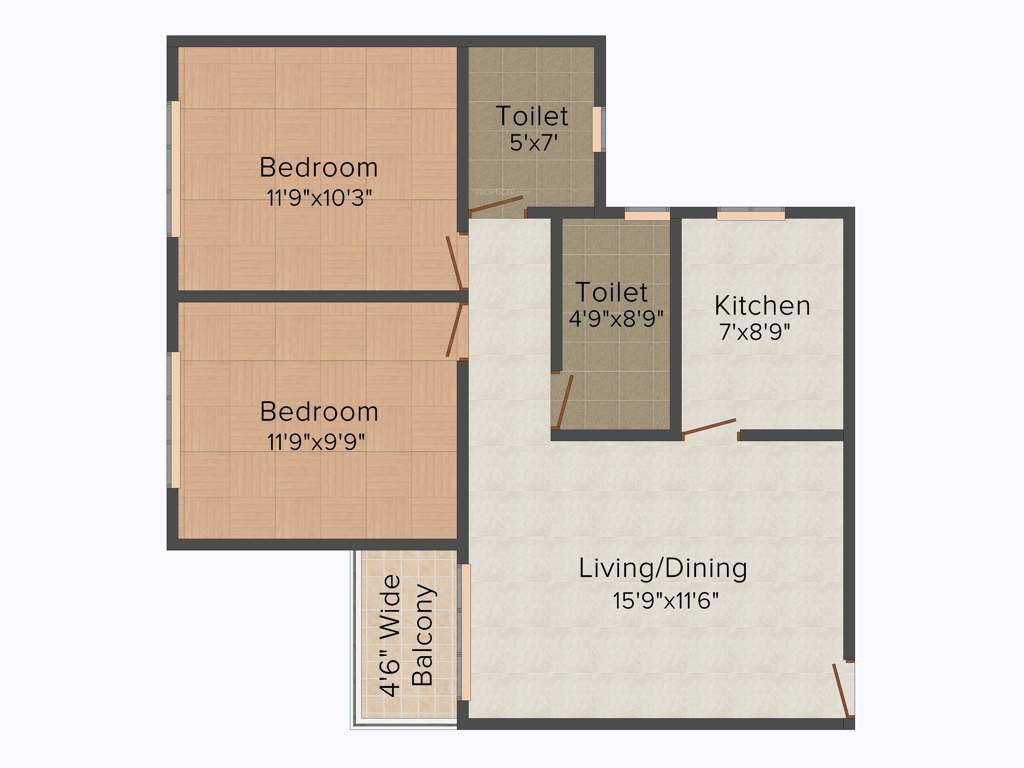 Gurukul Grande (2BHK+2T (850 sq ft) 850 sq ft)