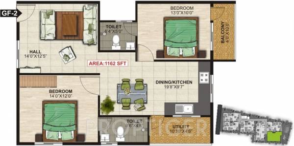 NSR Brindavan (2BHK+2T (1,162 sq ft) 1162 sq ft)