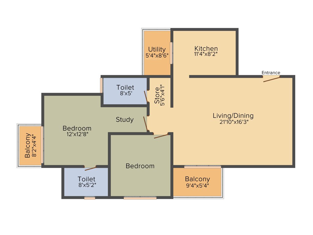 Unishire Spacio (2BHK+2T (1,294 sq ft) + Study Room 1294 sq ft)