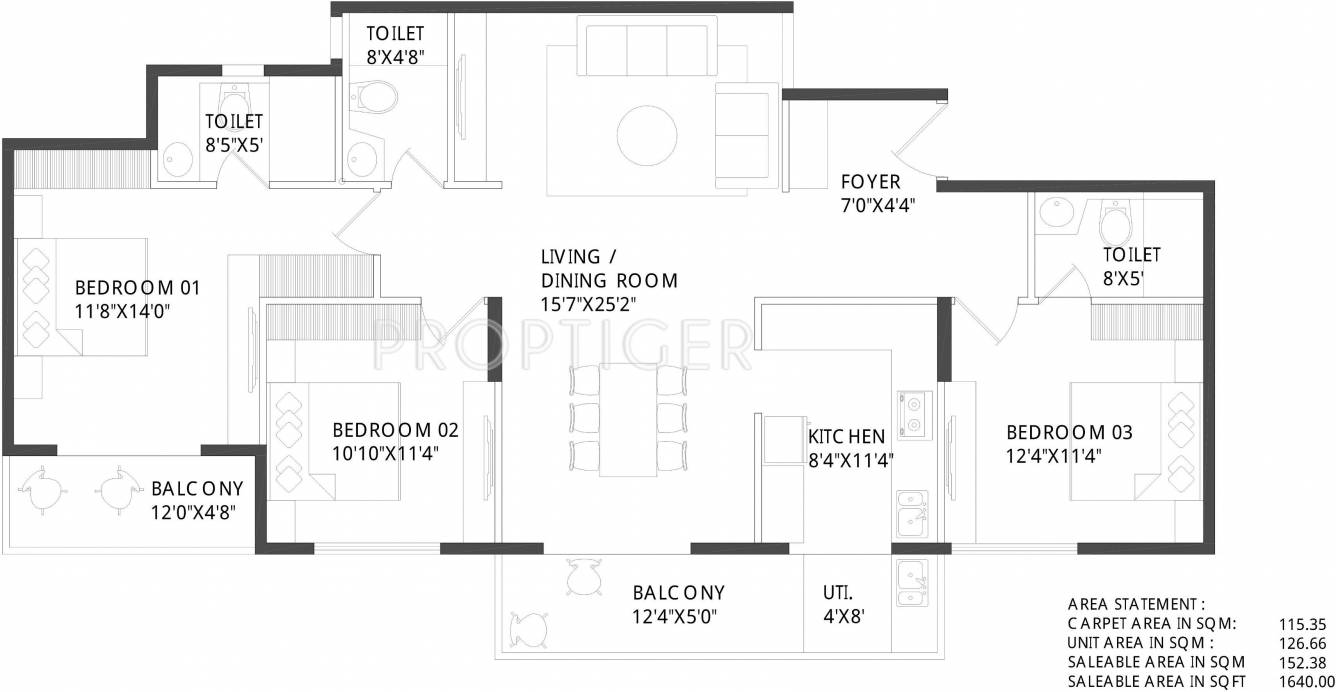 Unishire Spacio (3BHK+3T (1,640 sq ft) 1640 sq ft) Unishire Spacio (3BHK+3T (1,640 sq ft) 1640 sq ft)