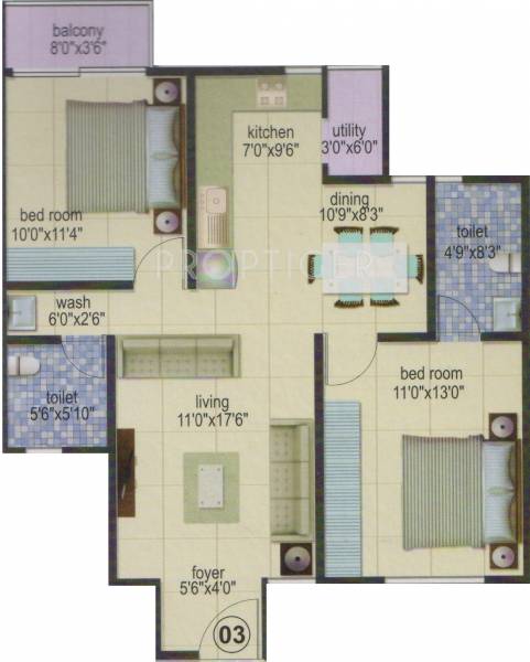 Dreamciti Vainavi Nest (2BHK+2T (1,063 sq ft) 1063 sq ft)