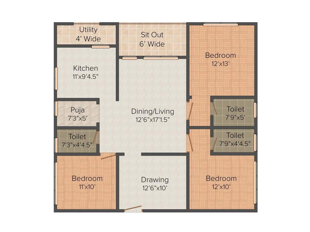 Yashoda Sannidhi (3BHK+3T (1,652 sq ft)   Pooja Room 1652 sq ft)