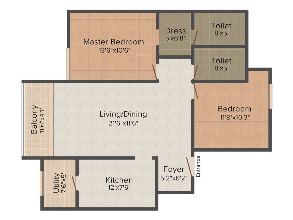 Prithvi Thirumala Anemone (2BHK+2T (1,206 sq ft) 1206 sq ft)
