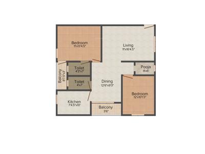 Nestcon Flamingo (2BHK+2T (1,115 sq ft)   Pooja Room 1115 sq ft)