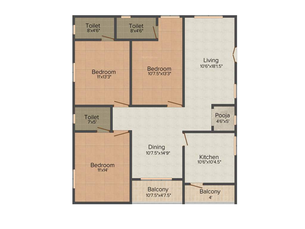 Nestcon Flamingo (3BHK+3T (1,660 sq ft)   Pooja Room 1660 sq ft)