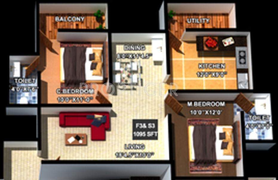 The Nest Beaut (2BHK+2T (1,005 sq ft) 1005 sq ft)