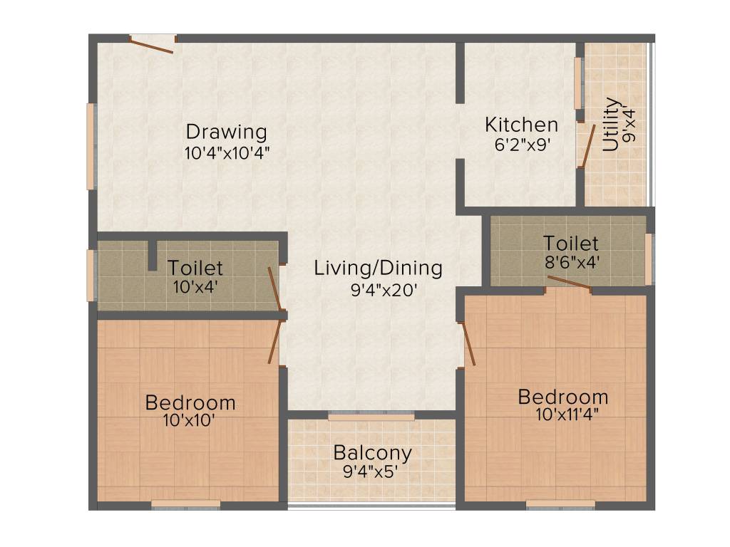 Modi Paramount Avenue (2BHK+2T (1,010 sq ft) 1010 sq ft)