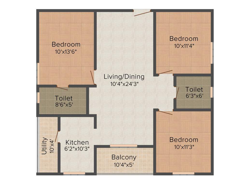 Modi Paramount Avenue (3BHK+2T (1,210 sq ft) 1210 sq ft)