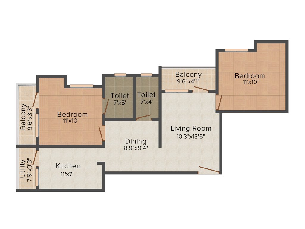 Propshell Aqua Sphere (2BHK+2T (1,112 sq ft) 1112 sq ft)