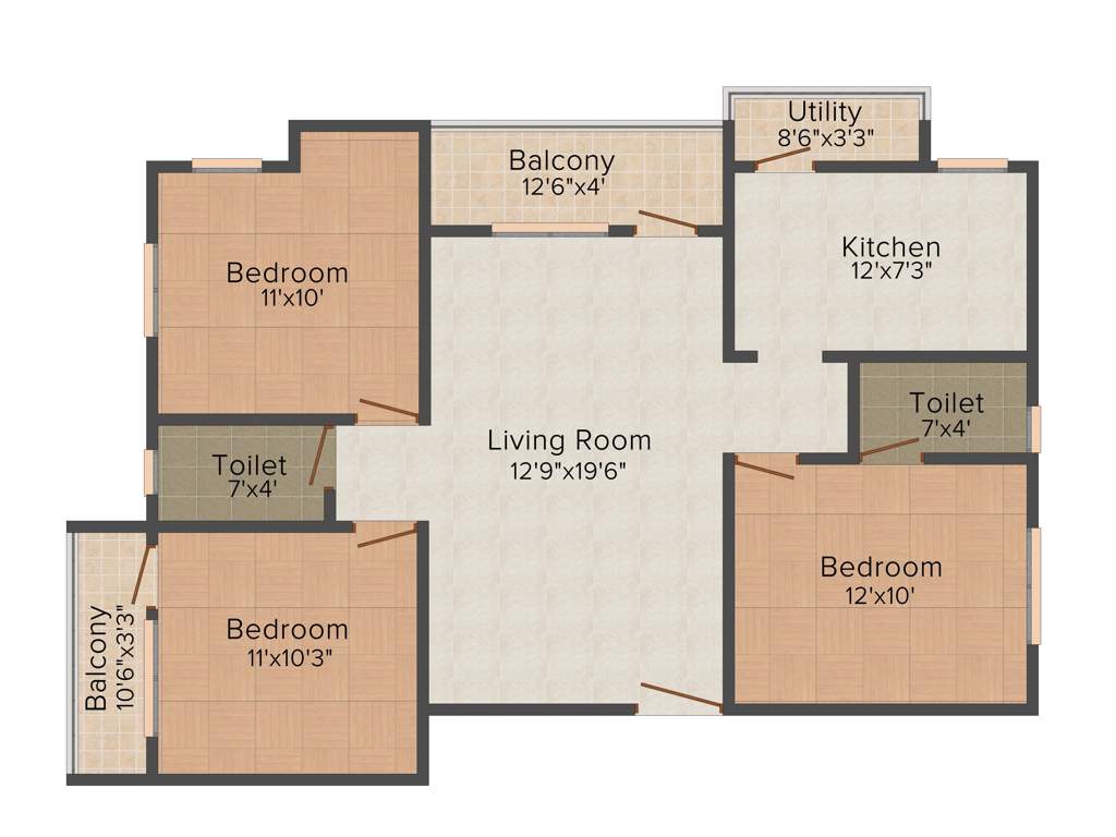 Propshell Aqua Sphere (3BHK+2T (1,361 sq ft) 1361 sq ft)