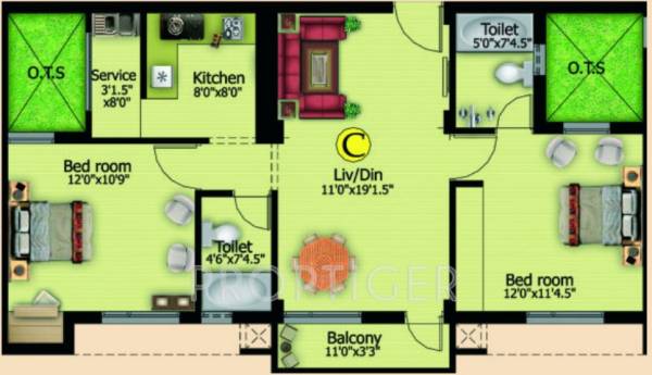 Marutham Paradise (2BHK+2T (944 sq ft) 944 sq ft)