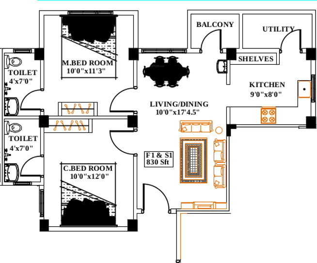 The Nest Swank (2BHK+2T (830 sq ft) 830 sq ft) The Nest Swank (2BHK+2T (830 sq ft) 830 sq ft)