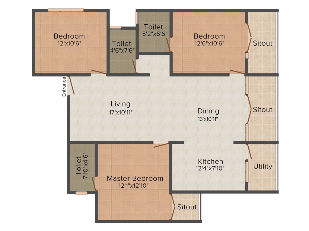 Vmaks Heights (3BHK+3T (1,585 sq ft) 1585 sq ft)