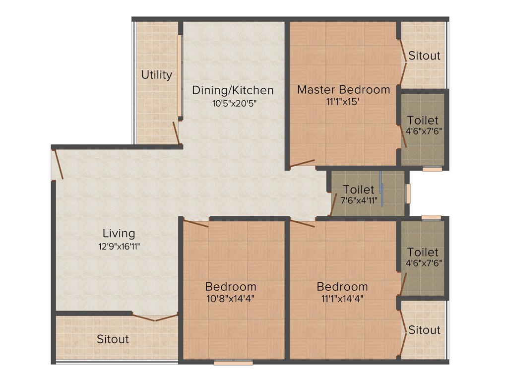 Vmaks Heights (3BHK+3T (1,719 sq ft) 1719 sq ft)